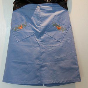 Sky Blue Skirt with Orange Flowers